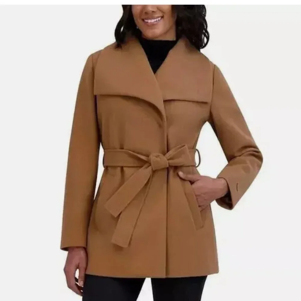 Tahari Ladies' Wrap Coat Brown